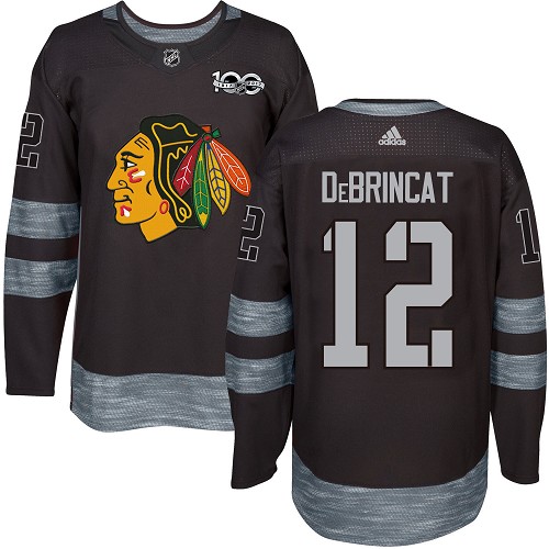 Adidas Blackhawks #12 Alex DeBrincat Black 1917-100th Anniversary Stitched NHL Jersey